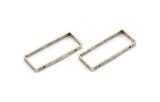Gümüş Dikdörtgen Konnektör, 2 Delikli 6 Antik Gümüş Kaplamalı Pirinç Açık Dikdörtgen Konnektör (37x15x3x0,8 mm) BS 2305 S334