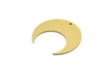 Brass Moon Charm, 8 Raw Brass Crescent Moon Charms With 1 Hole (23.5x9x0.80mm) SMP0642