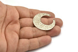Hammered Moon Crescent Charm, Antique Silver Plated Brass Hammered Moon with 2 Holes Pendant (37x13x3mm) N0475