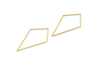 Brass Diamond Charm, 24 Raw Brass Diamond Ring Charms, Connectors, Findings (60x34x1mm) D1284