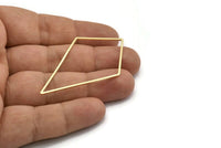 Brass Diamond Charm, 24 Raw Brass Diamond Ring Charms, Connectors, Findings (60x34x1mm) D1284