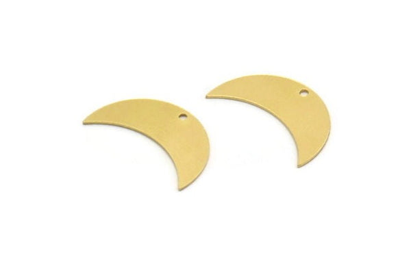 Brass Moon Charm, 12 Raw Brass Crescent Moon Charms With 1 Hole (24x9x0.60mm) A3295