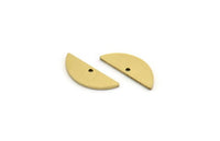 Semi Circle Charm, 24 Raw Brass Half Moon Charms With 1 Hole, Findings (18x6x1mm) A3307