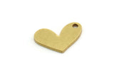 Brass Heart Charm, 24 Raw Brass Heart Charms With 1 Hole, Findings (14x10x1mm) A2609
