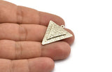 Gümüş Üçgen Charm, Antik Gümüş Kaplama Pirinç ve Ham Bakır Üçgen Charm, 1 Döngü, Bakır Charmlar (29x26x3mm) N2214