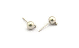 Silver Earring Posts, 6 Antique Silver Plated Brass Ball Pad and 6mm Hole Hook BS 1731 H0585