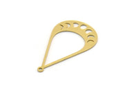 Brass Drop Charm, 6 Raw Brass Moon Phases Charms With 1 Loop, Findings (31x18.5x0.60mm) SMP0417