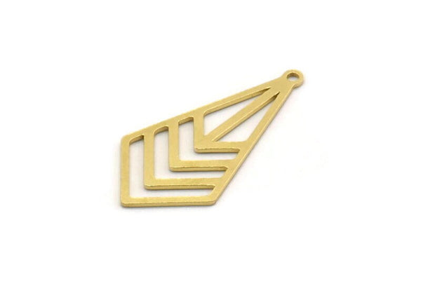 Brass Diamond Charm, 10 Raw Brass Diamond Shaped Charms With 1 Loop, Pendant Findings (28x14.5x0.60mm) SMP0422