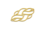 Brass Ethnic Charm, 6 Raw Brass Ethnic Motif Charms With 2 Loops, Earring Charms, Connectors (32x18x0.60mm) SMP0423