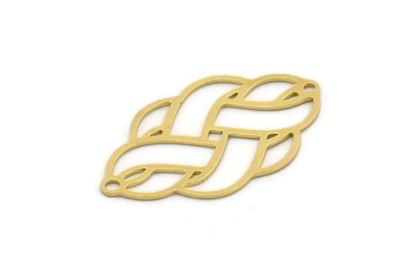 Brass Ethnic Charm, 6 Raw Brass Ethnic Motif Charms With 2 Loops, Earring Charms, Connectors (32x18x0.60mm) SMP0423