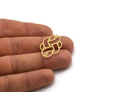 Brass Ethnic Charm, 6 Raw Brass Ethnic Motif Charms With 2 Loops, Earring Charms, Connectors (32x18x0.60mm) SMP0423