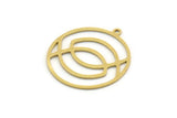 Brass Round Charm, 4 Raw Brass Round Shaped Charms With 1 Loop, Pendants, Findings (25x23x0.60mm) SMP0424