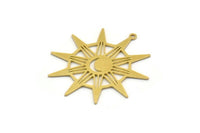 Brass Star Charm, 4 Raw Brass Star Charms With 1 Loop, Charm Pendants (34x31x0.60mm) SMP0426