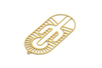 Brass Oval Charm, 2 Raw Brass Sun And Cactus Patterned Oval Shaped Charms With 1 Loop, Desert Findings (48.5x22x0.60mm) SMP0428