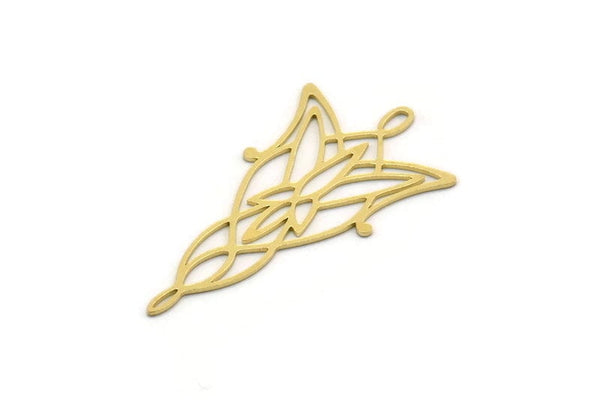 Brass Flower Charm, 6 Raw Brass Flower Shape Charms With 1 Loop, Charm Pendants (42x23x0.60mm) SMP0430