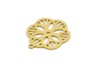 Brass Flower Charm, 8 Raw Brass Flower Charms With 1 Loop, Charm Pendants (21x17x0.60mm) SMP0433