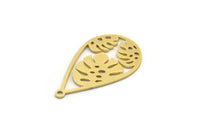Brass Drop Charm, 8 Raw Brass Monstera Leaf Charms With 1 Loop, Findings (26x15x0.60mm) SMP0438