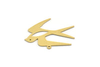 Brass Bird Charm, 8 Raw Brass Swallow Bird Shaped Charms With 1 Loop, Findings (24x29x0.60mm) SMP0439