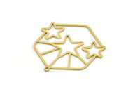Brass Hexagon Charm, 4 Raw Brass Hexagon Charms With 1 Loop, Star Charms, Earring Findings, Geometric Charms (33x32x0.60mm) SMP0440