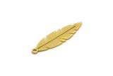 Brass Feather Charm, 24 Raw Brass Feather Charms With 1 Loop, Findings (24.5x7x0.60mm) SMP0441
