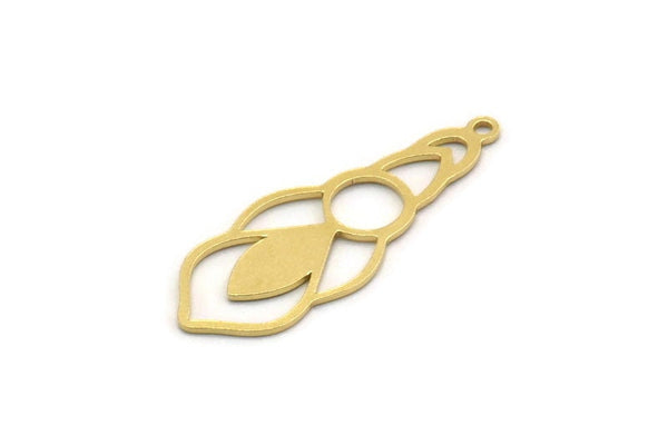 Brass Charm, 10 Raw Brass, Charm Pendants, Findings, Brass Charms With 1 Loop (30x11x0.60mm) SMP0442