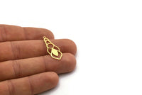 Brass Charm, 10 Raw Brass, Charm Pendants, Findings, Brass Charms With 1 Loop (30x11x0.60mm) SMP0442