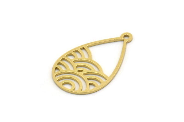 Brass Drop Charm, 12 Raw Brass Drop Charms With 1 Loop, Earrings, Findings (22x13x0.60mm) SMP0443