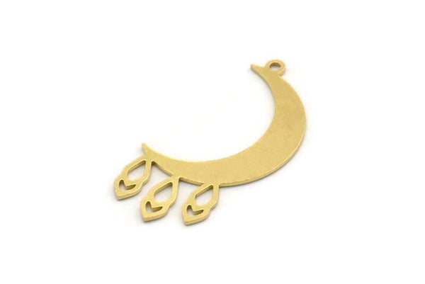 Brass Moon Charm, 12 Raw Brass Crescent Moon Charms With 1 Loop, Findings (30x14x0.60mm) SMP0447