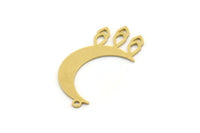 Brass Moon Charm, 12 Raw Brass Crescent Moon Charms With 1 Loop, Findings (30x14x0.60mm) SMP0447