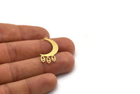 Brass Moon Charm, 12 Raw Brass Crescent Moon Charms With 1 Loop, Findings (30x14x0.60mm) SMP0447