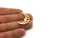 Brass Moon Charm, 6 Raw Brass Crescent Moon Charms With 1 Loop, Moon Phases Charms, Findings (32x22x0.60mm) SMP0448