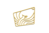 Brass Diamond Charm, 2 Raw Brass Phoenix Charms With 1 Hole, Bird Charms, Findings (47x39x0.60mm) SMP0450