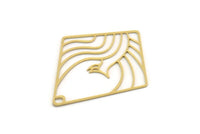 Brass Diamond Charm, 2 Raw Brass Phoenix Charms With 1 Hole, Bird Charms, Findings (47x39x0.60mm) SMP0450