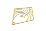 Brass Diamond Charm, 2 Raw Brass Phoenix Charms With 1 Hole, Bird Charms, Findings (47x39x0.60mm) SMP0450