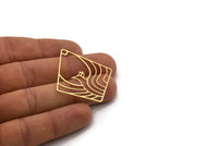 Brass Diamond Charm, 2 Raw Brass Phoenix Charms With 1 Hole, Bird Charms, Findings (47x39x0.60mm) SMP0450