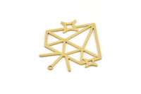 Brass Diamond Charm, 4 Raw Brass Diamond Shaped Charms With 1 Loop, Pendant Findings (34x31x0.60mm) SMP0451