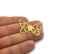 Brass Butterfly Charm, 4 Raw Brass Butterfly Charms With 1 Loop, Earring Findings (28x37.5x0.60mm) SMP0455