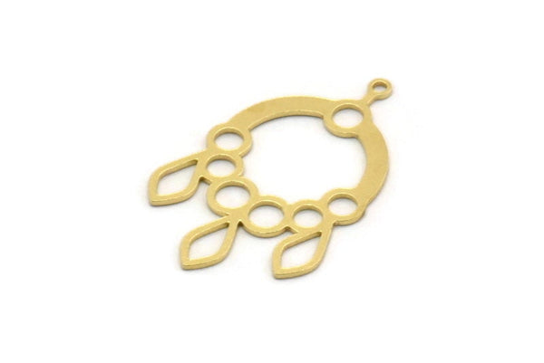 Brass Round Charm, 6 Raw Brass Round Shaped Charms With 1 Loop, Pendants, Findings (31x20x0.60mm) SMP0459