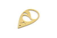Brass Drop Charm, 12 Raw Brass Drop Charms With 1 Hole, Sun Charm, Findings (20.5x12x0.60mm) SMP0461