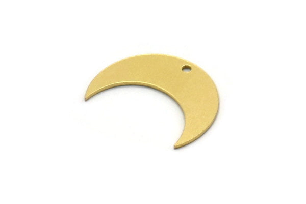 Brass Moon Charm, 24 Raw Brass Crescent Moon Charms With 1 Hole, Findings (17x6x0.60mm) SMP0464