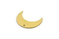 Brass Moon Charm, 24 Raw Brass Crescent Moon Charms With 1 Hole, Findings (17x6x0.60mm) SMP0464