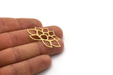 Brass Flower Charm, 4 Raw Brass Flower Shaped Charms, Charm Pendants, Earring Findings (23x41.5x0.60mm) SMP0467