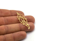 Brass Feather Charm, 6 Raw Brass Feather Charms With 1 Loop, Findings (48x16x0.60mm) SMP0468