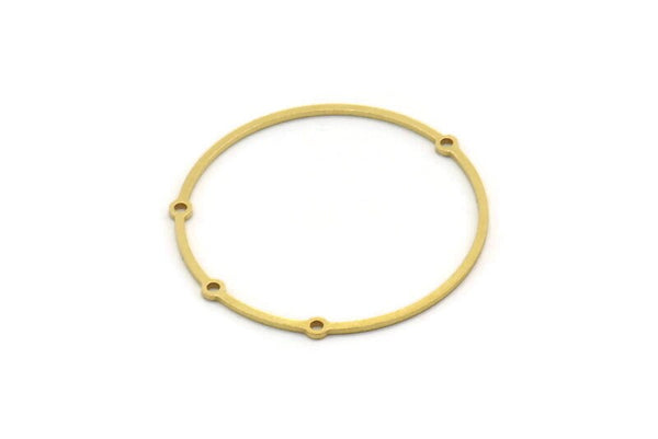 Brass Circle Charm, 2 Raw Brass Circle Charms With 4 Loops, Earring Findings, Geometric Charms, Connectors (34x33x0.80mm) SMP0469