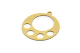 Brass Round Charm, 6 Raw Brass Round Shaped Charms With 1 Loop, Pendants, Findings (22x20x0.60mm) SMP0475