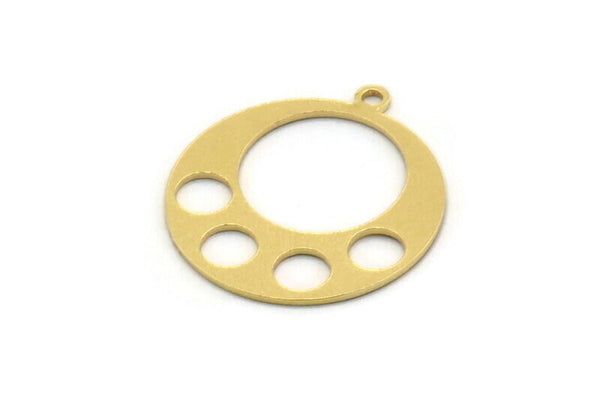 Brass Round Charm, 6 Raw Brass Round Shaped Charms With 1 Loop, Pendants, Findings (22x20x0.60mm) SMP0475