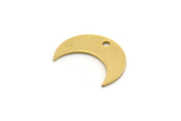Brass Moon Charm, 24 Raw Brass Crescent Moon Charms With 1 Hole, Findings (13x4.5x0.60mm) SMP0478