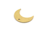 Brass Moon Charm, 24 Raw Brass Crescent Moon Charms With 1 Hole, Findings (13x4.5x0.60mm) SMP0478
