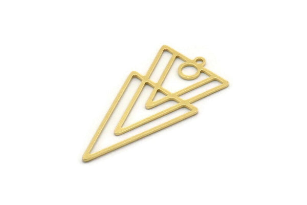 Brass Triangle Charm, 6 Raw Brass Triangle Shaped Charms With 1 Loop, Findings (35x16.5x0.60mm) SMP0482