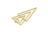 Brass Triangle Charm, 6 Raw Brass Triangle Shaped Charms With 1 Loop, Findings (35x16.5x0.60mm) SMP0482